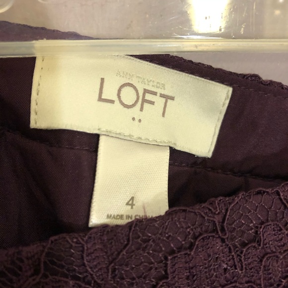 Loft Mini Skirt Lace Floral Plum NWT 4 - Picture 3 of 5